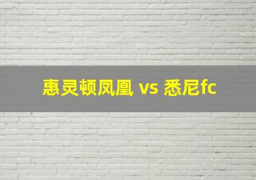 惠灵顿凤凰 vs 悉尼fc